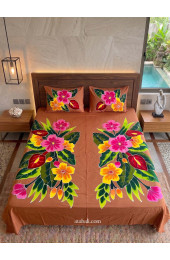 Hand Painted Rayon Bedsheet Set King Size